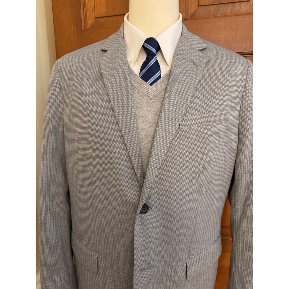 Banana Republic Tailored Slim Fit Blazer Men 44R Gray Textured Sport Coat Jacket